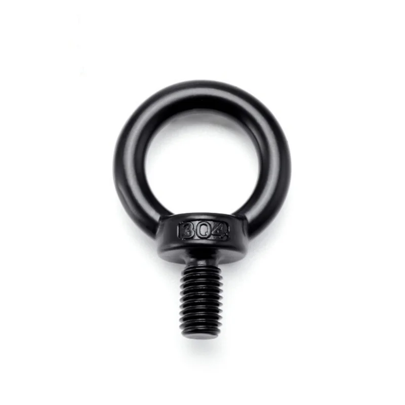M3M4 M5 M6 M8 M10 M12 M14 M16 M18 M20 Black 304 Stianless Steel Marine Lifting Eye Screws/Nut Ring Eyebolt Ring Hooking Nut Bolt image 5