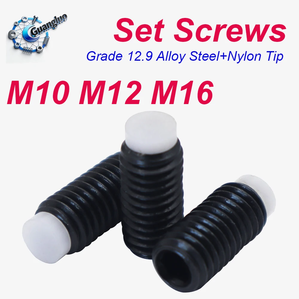 

Guangluo M10 M12 M16 Black Grade 12.9 Alloy Steel Hexagon Socket POM Dog Convex End Point Tip Grub Screw/Headless Bolt
