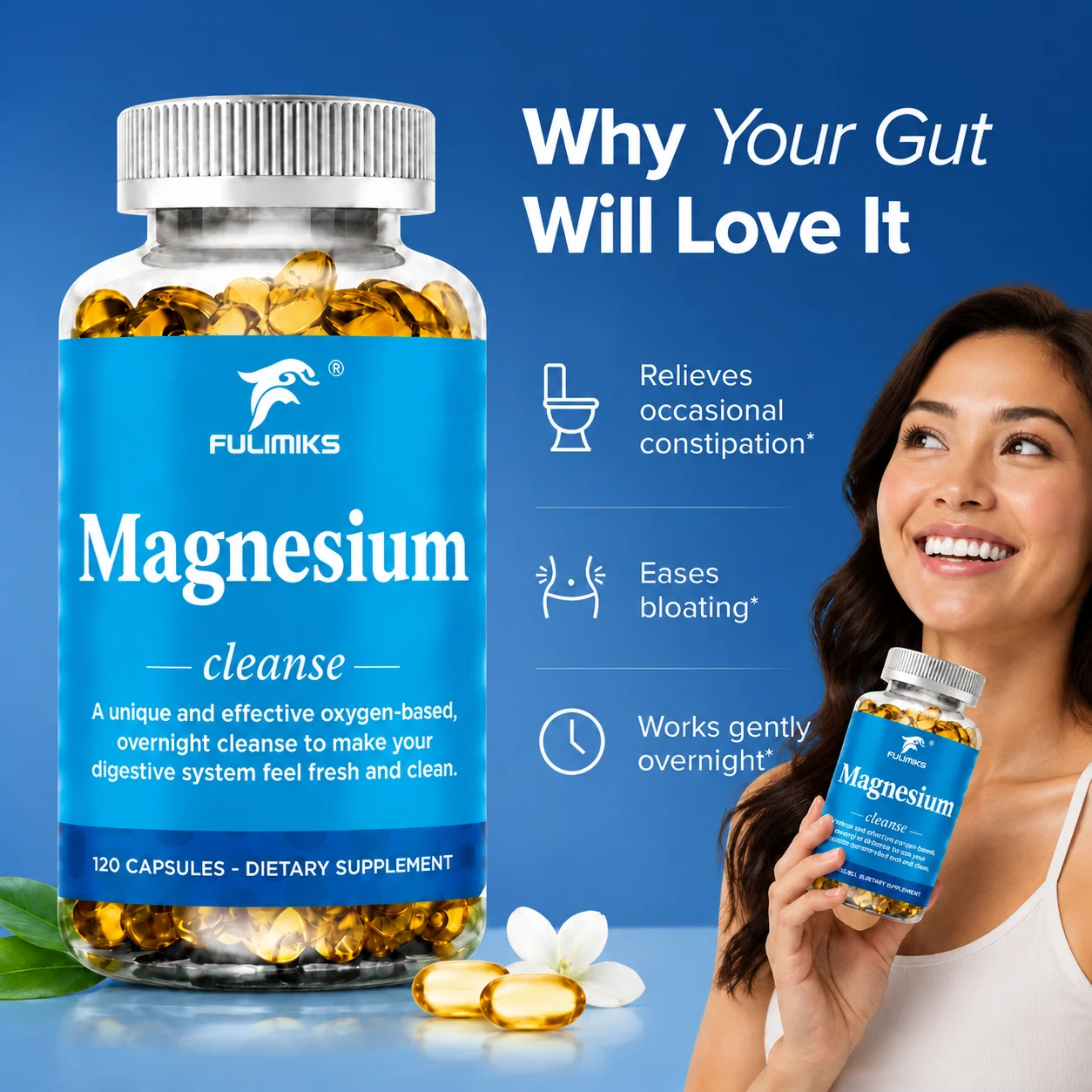 Magnesium Cleanse Supplement, Premium Magnesium, Detox & Cleanse, Overnight Digestive Wellness Support, for Overall Gut Health