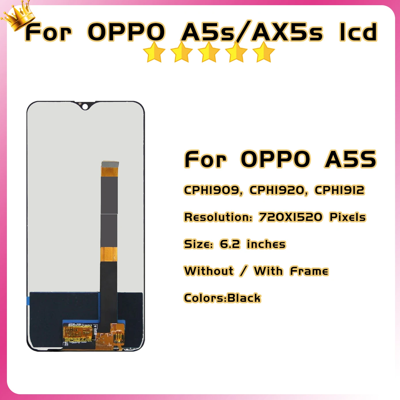 6.2\'\' Display For OPPO A7 AX7 LCD Display Touch Screen For OPPO A5s AX5s CPH1909 LCD For OPPO A12 CPH2077 Digitizer Assembly