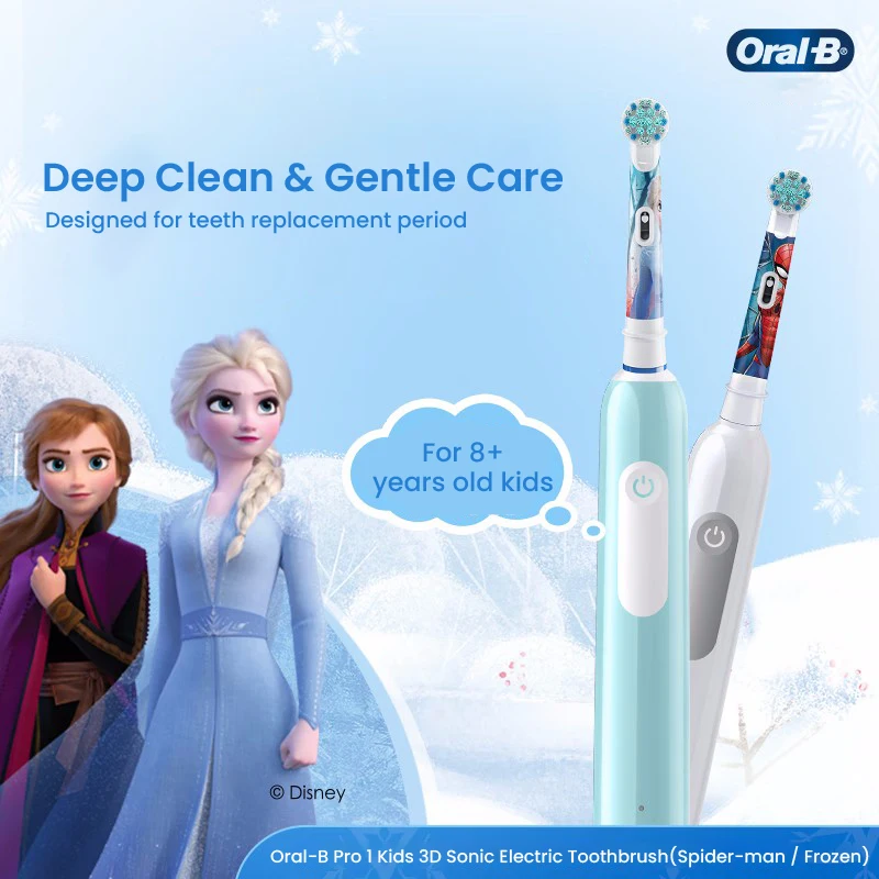 Original Oral B Pro 1 Kids Electric Toothbrush 3D Precision Clean Children Gum Care Brushes Soft Bristles Smart Pressure Control