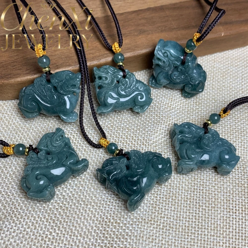 Ice‑Type Blue Water Burmese Jadeite 3D Carved Kirin Pendant Beast Motif Auspicious Charm Ornament Occasion Exquisite Lucky Gift