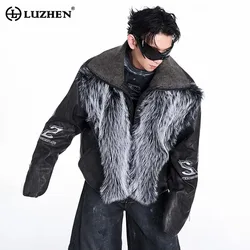 LUZHEN Fake Two Piece Faux Fur Patchwork Liner Cotton Coats Men's High Neck Thick Warm Personalized Luxury Padded Jackets LZ6798