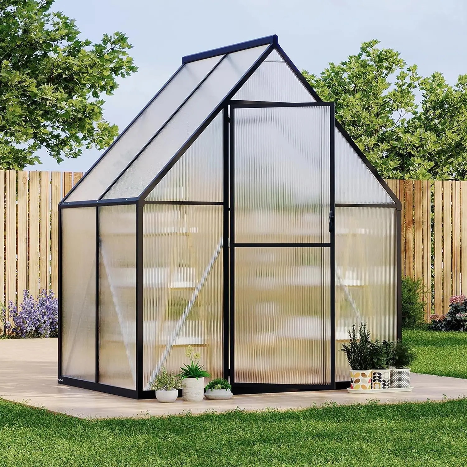 

Алюминиевые теплицы из поликарбоната для улицы, всесезонные, для садоводства на заднем дворе, с крышным вентиляционным отверстием