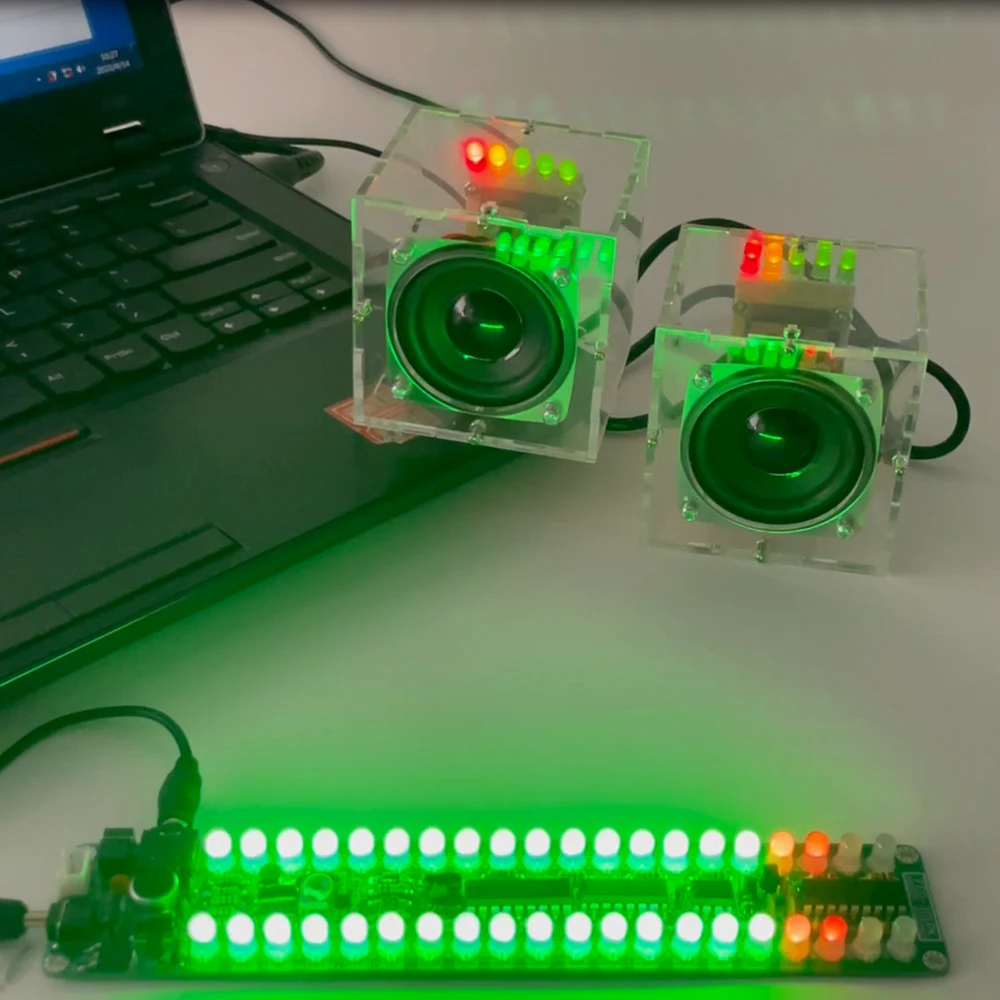 DIY LED Electronic Kit Music Audio Spectrum Indicator Soldering Project Practice Mono Dual Red Green Flashing Light Bar Display