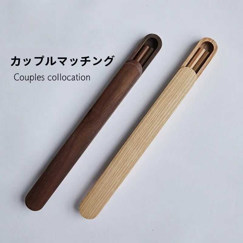 

Портативный деревянный набор палочек для еды для путешествий и использования на природе, высококачественные столовые приборы, японский стиль, ручная работа, в коробке для хранения