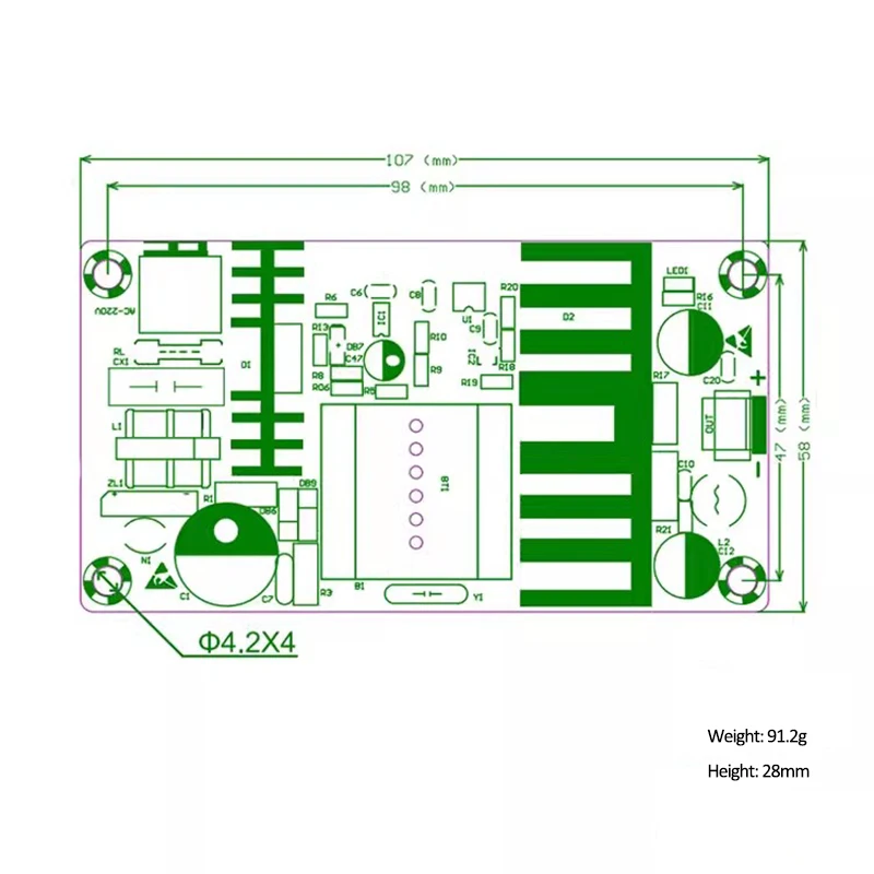 100W 24V 4A High Power Switching Power Supply Bare Board Industrial Isolated Power Supply AC85~265V to DC24V100W