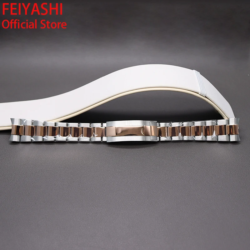 20mm rose gold Bracelet 316L Stainless Steel Men's Watch Strap Watchband Parts Wristband For Daytona Oyster Perpetual Submariner