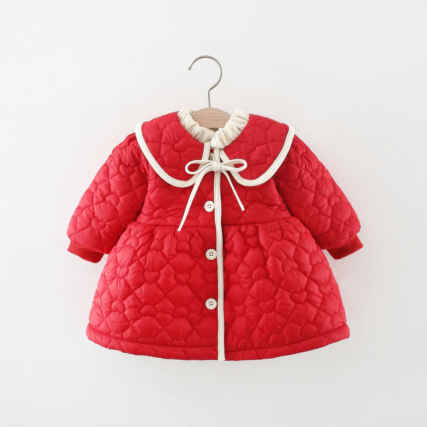 Autumn Winter Jackets Newborn Girls Clothes Korean Cute Princess Doll Collar Toddler Snowsuit Kids Coat Baby Clothing BC1359-1