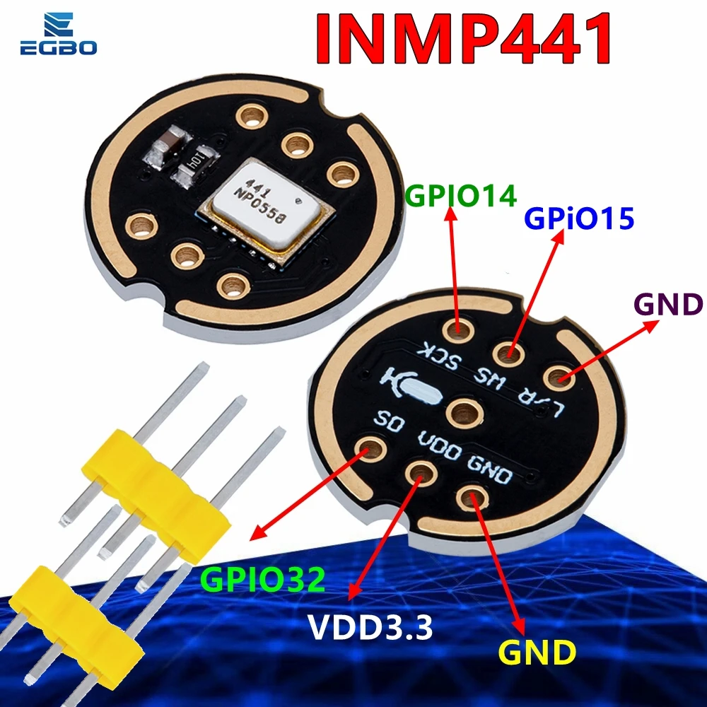 Omnidirectional Microphone Module I2S Interface INMP441 MEMS High Precision Low Power Ultra small volume for ESP32