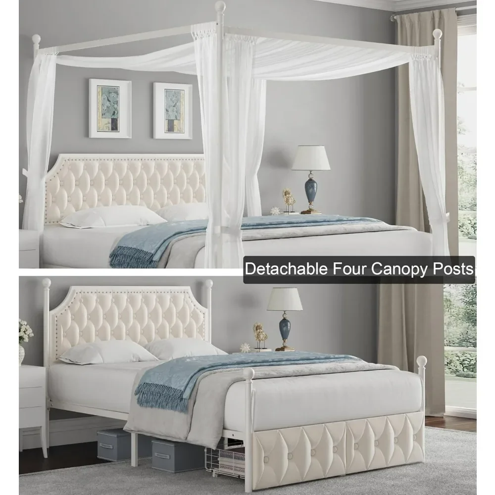 Queen Tufted Canopy Storage Bed 5