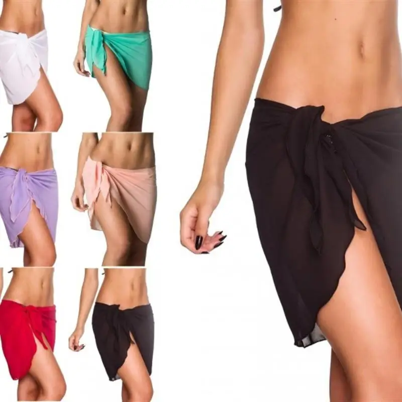 

Сексуальная однотонная шифоновая юбка-накидка Beach Dr Seven Running Quanti, женская летняя мода из акриловой ткани