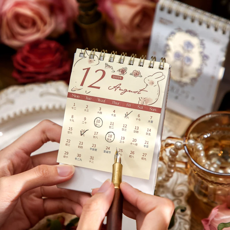 Perlengkapan sekolah, Bronzing Hollow RoseCalendar lucu kreatif multifungsi Diary perencana mingguan Desktop mode ornamen kecil perlengkapan sekolah