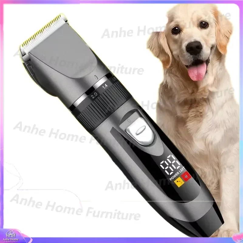 Professional Ceramic Pet Scissors USB Rechargeable 20W IPX7 Waterproof LED Display Safety Dog Cat Grooming Clippers