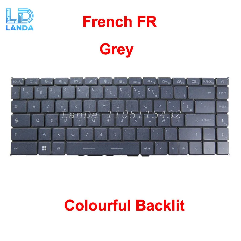 Laptop Backlit Keyboard For MSI V194222MK2 FR S1N-2EFR602-SA0 S1N2EFR602SA0 French FR Grey No Frame New
