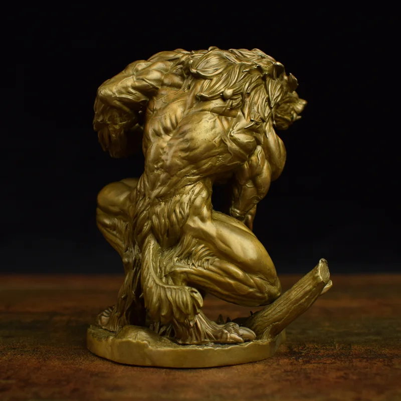 Solid Brass Red Riding Hood Werewolf Figure Desktop Ornament Office Home Decor