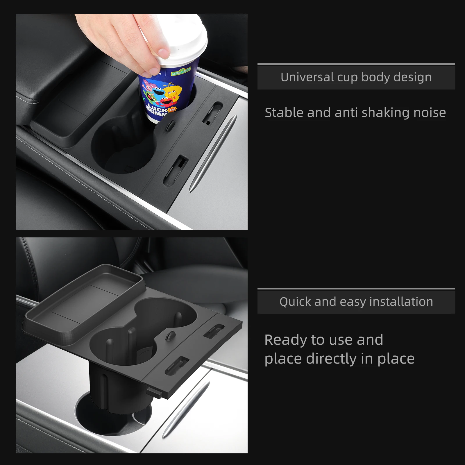 For Tesla Model Y Multifunctional Water Cup Holder Central Control Storage Box Model3 Drinks Holder Storage Tray Car Accessories