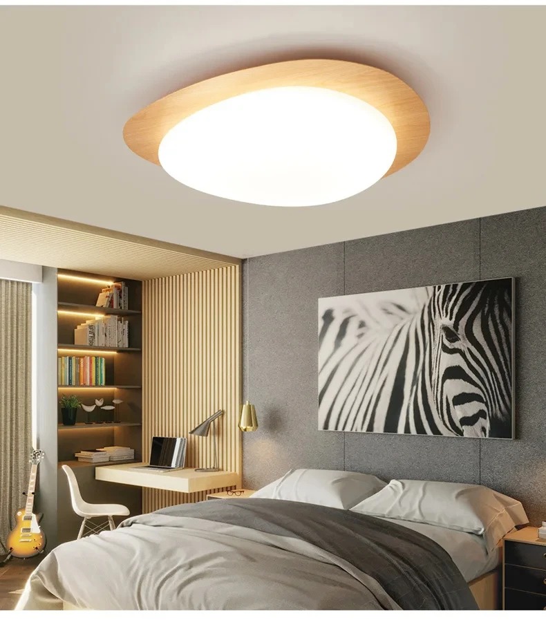 

New Japanese Style Modern Led Living Room Water Turn Wood Grain Color Ceiling Light Hotel Guest Room Balcony Nordic Light JG63BS