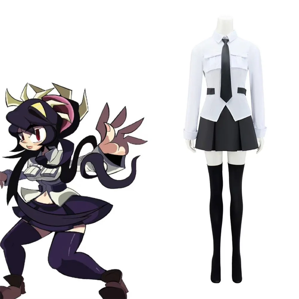

Костюм для косплея Skullgirls Filia Medici, женская сексуальная униформа, платье с носками, наряд для вечеринки на Хэллоуин