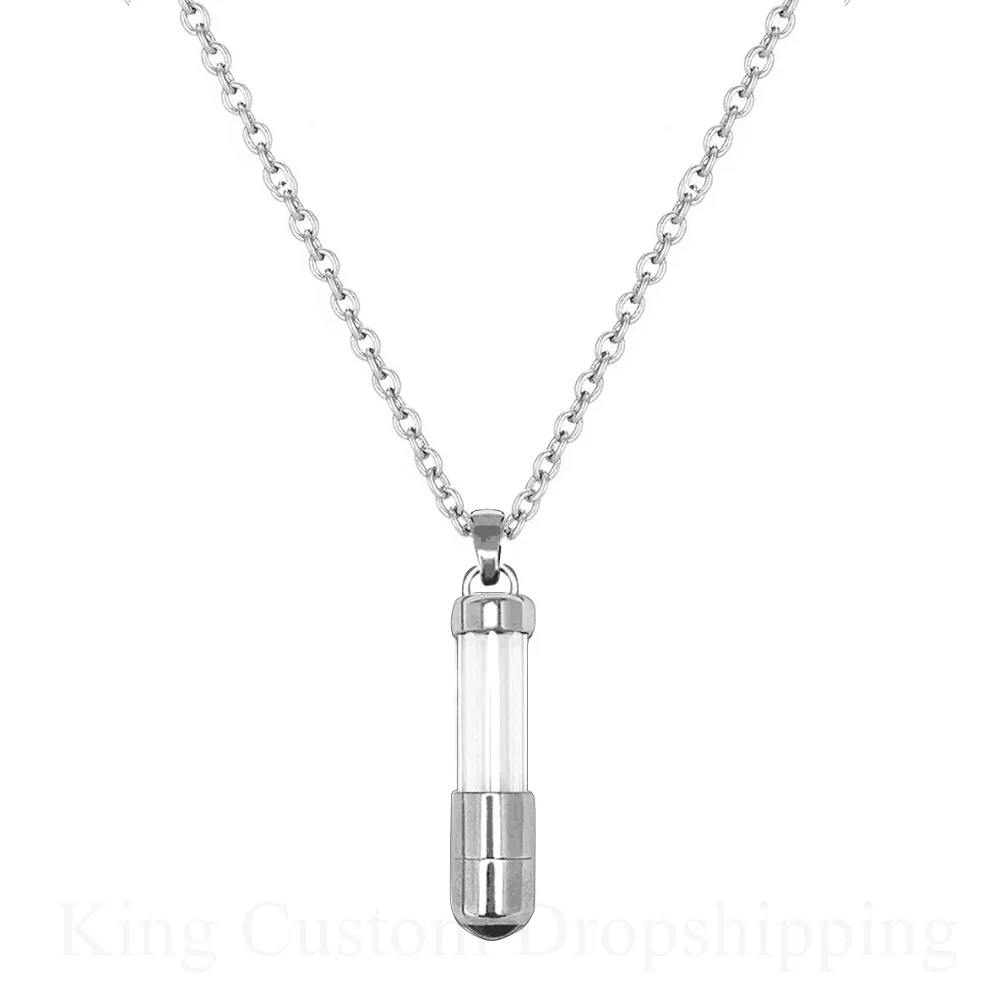 

Custom Photo Projection Keepsake Glass Cylinder Time Capsule Essential oil Necklace Perfume bottle Christmas Gift for Family