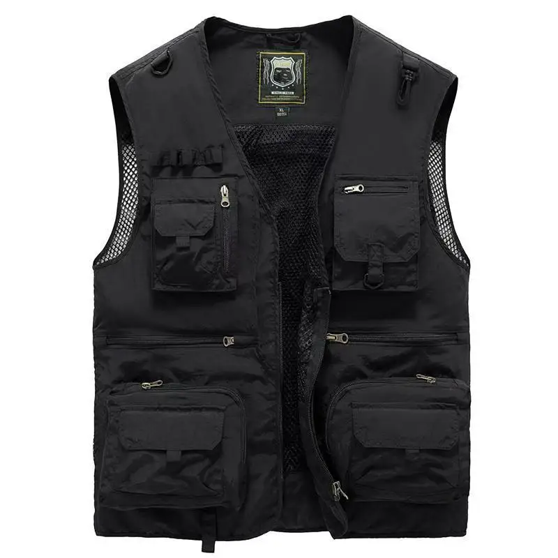 New Summer Outdoor Work Men Multi-Pocket Vest Thin Fishing Photography Men\'s Vest Coat