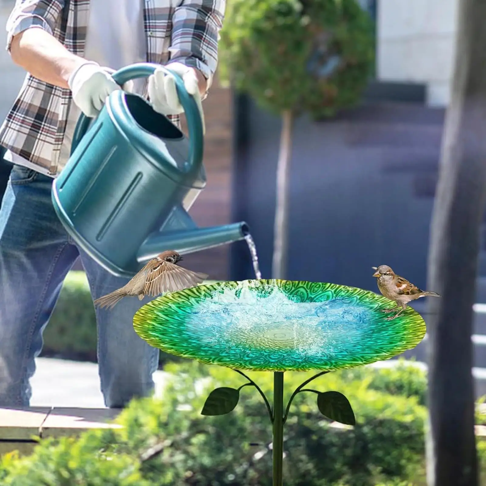 

Bird Bath Metal Water Feeder Garden Decor Bird Water Bowl For Hummingbird Parrot Sparrow Parakeet Budgies Yard Balcony Lawn