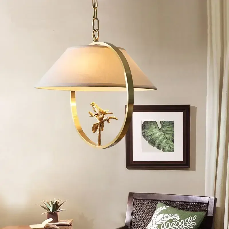 American country copper simple retro porch bedroom table bar restaurant garden copper bird chandelier