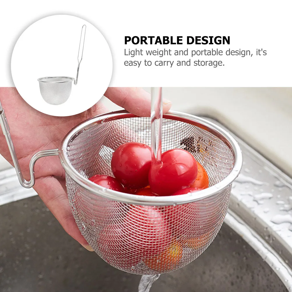 

Stainless Steel Colander Noodle Strainer Premium Handle Fine Mesh Skimmer Food Strainer Kitchen Supply Portable Design