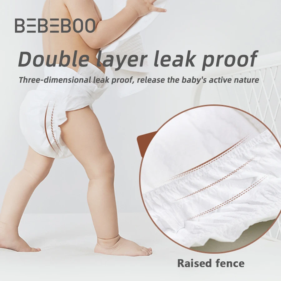 تستخدم حفاضات الأطفال الرقيقة جدًا من Bebeboo هيكلًا جزيئيًا بقفل الماء الشفاف الكريستالي للحصول على الشفط والجفاف الفوري