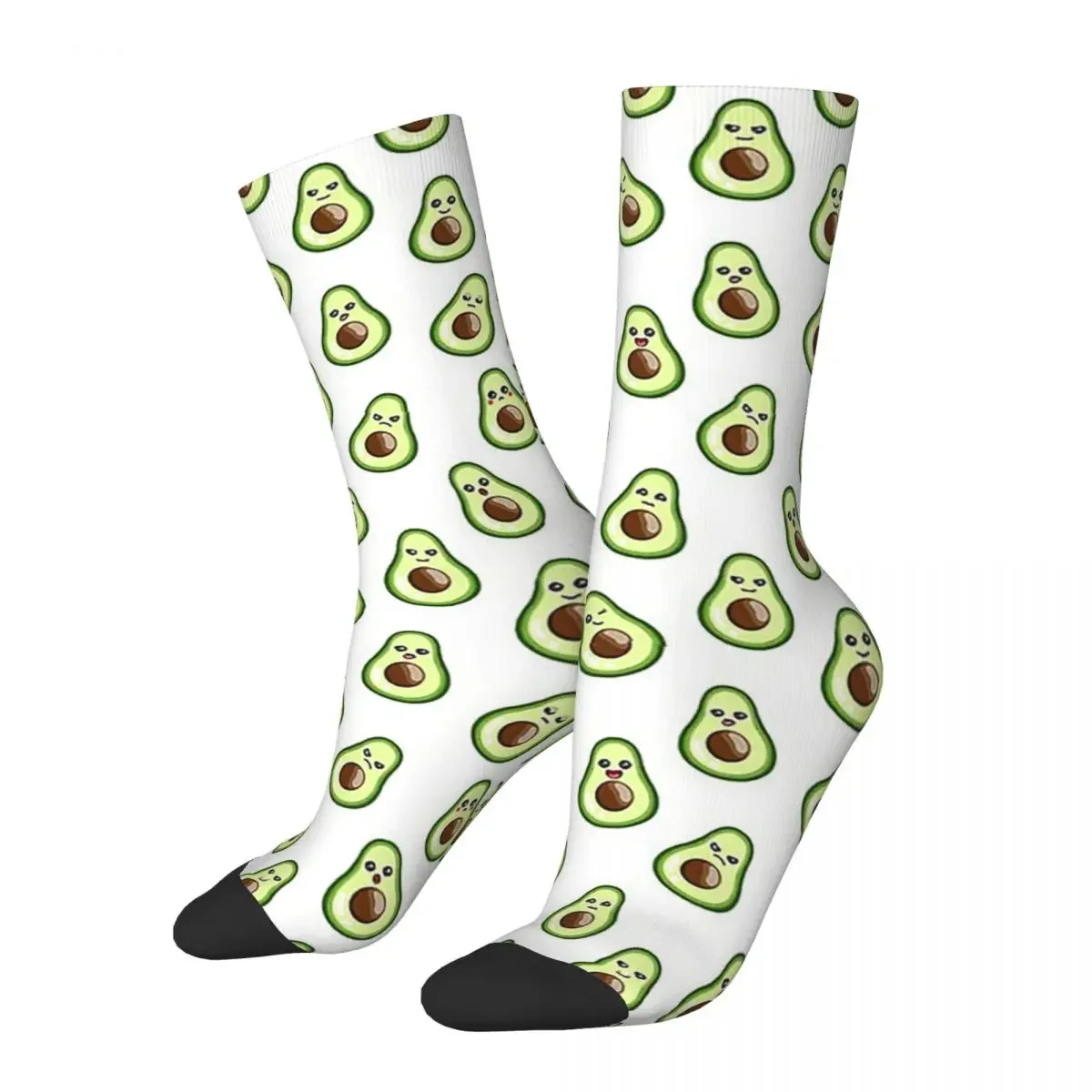 Calcetines divertidos de aguacate y emoticonos para hombre y mujer, medias de alta calidad, medias largas de todas las estaciones, accesorios para regalos de Navidad, Unisex