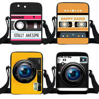 Vintage Cassette Audio Mixtape Camera Print Crossbody Bags 80s 90s Girls Messenger Bag Ladies Handbag Canvas Shoulder Bag Gift