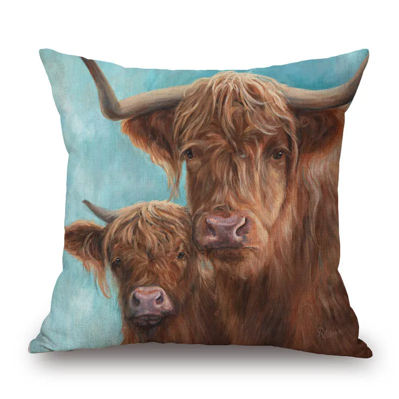European Western Bison The Leader Deer Cushion Cover Highland Cow Panda Gorilla Donkey Wild Animals Pillow Case