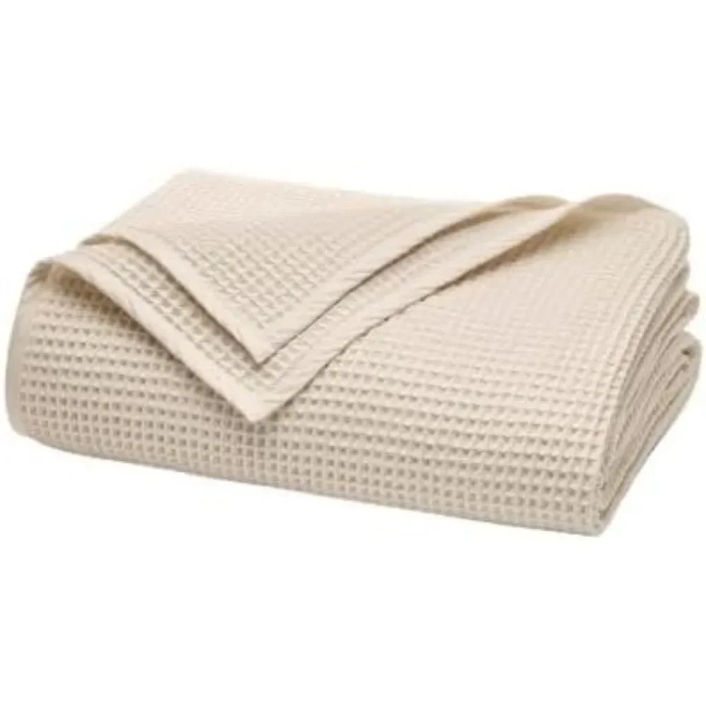 Waffle Bed Blanket – Luxurious 100% organic cotton bedding – Soft, breathable – plush and stretchy waffle weave design