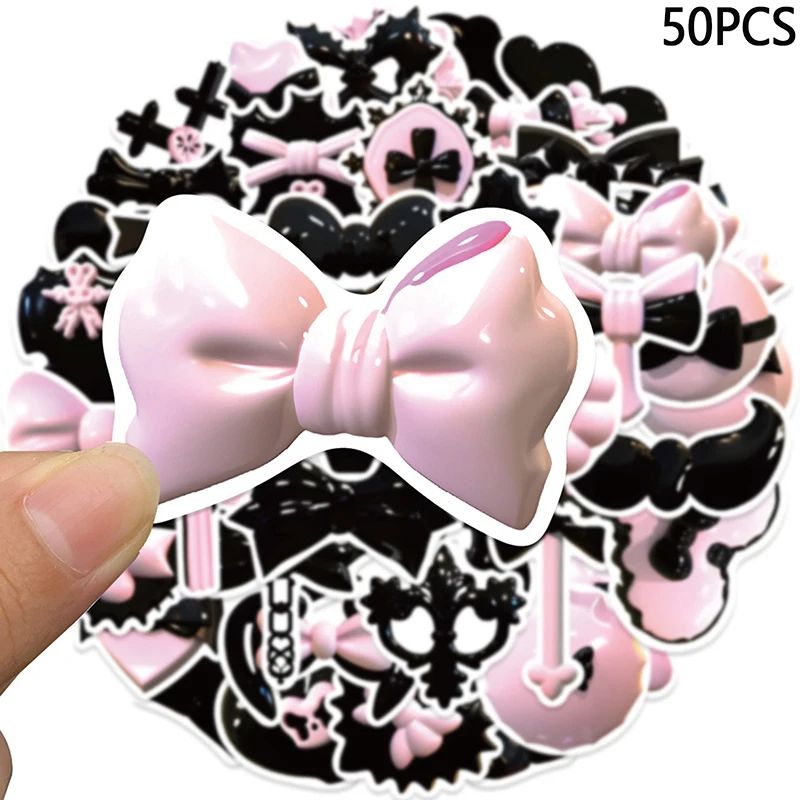 50pcs Ins Beautiful Bow Graffiti Stickers materiali Ledger impermeabili custodia per telefono tazza d'acqua adesivi per la decorazione del frigorifero