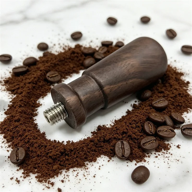 M10 Portafilter Handle,10mm Thread Walnut Wood Grip,Universal Semi-Automatic Espresso Machine Modification Coffee Accessories