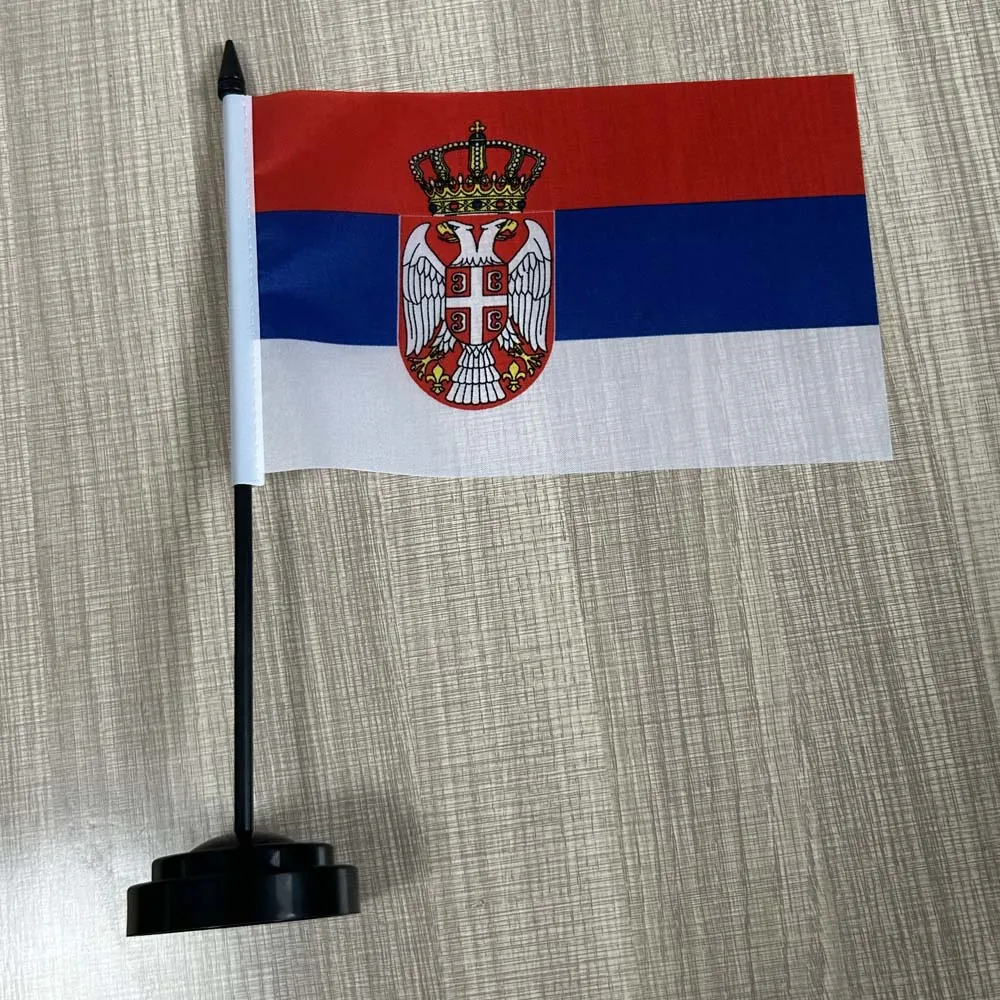 14x21cm Office Desk Flag of Serbia Flag polyester Ornaments table Flags  mini Serbia Country Desk flag for decoration