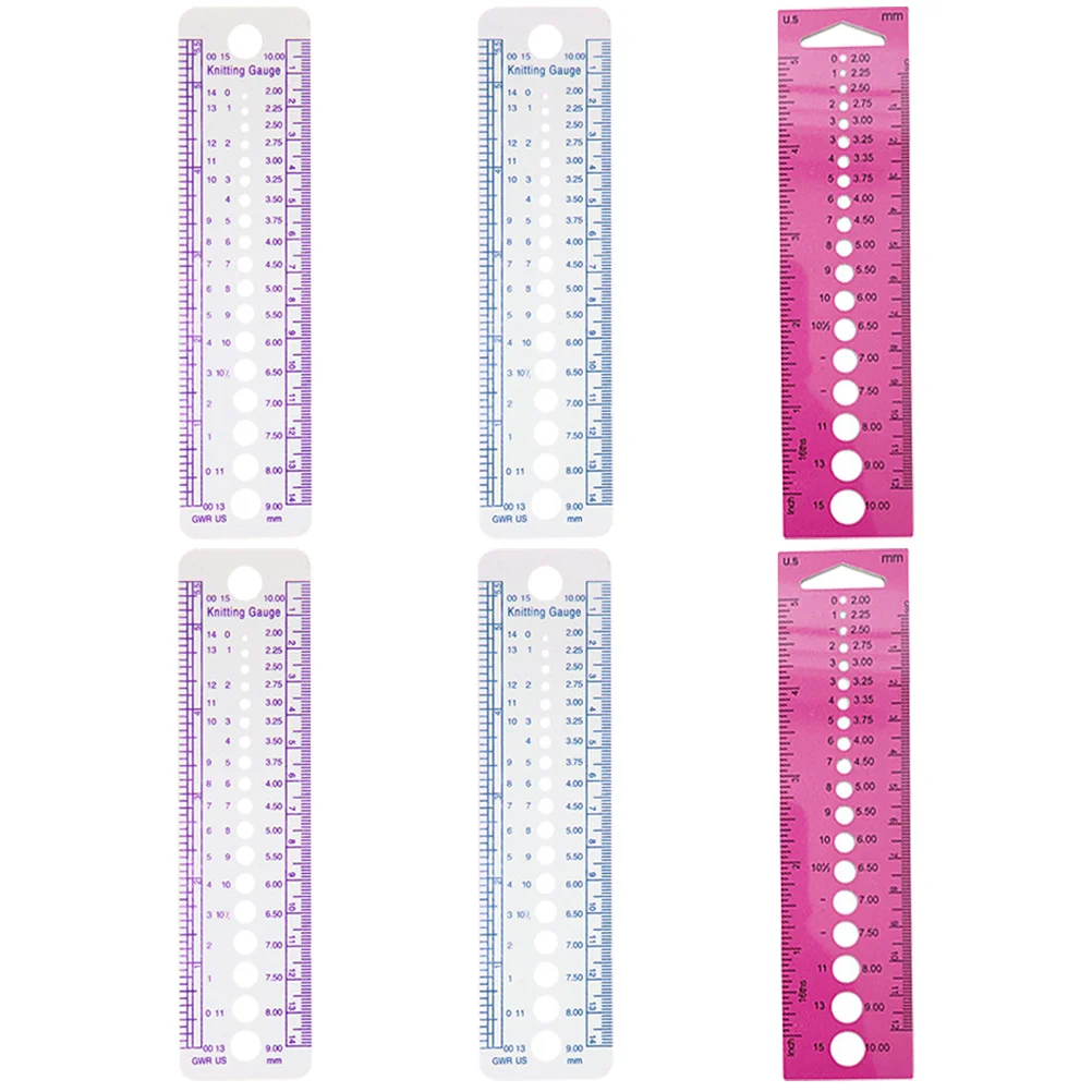 6Pcs Knitting Gauge Professional Needle Ruler Wear Resistant Plastic Multi Function Portable Knitting Accessory Small Needle