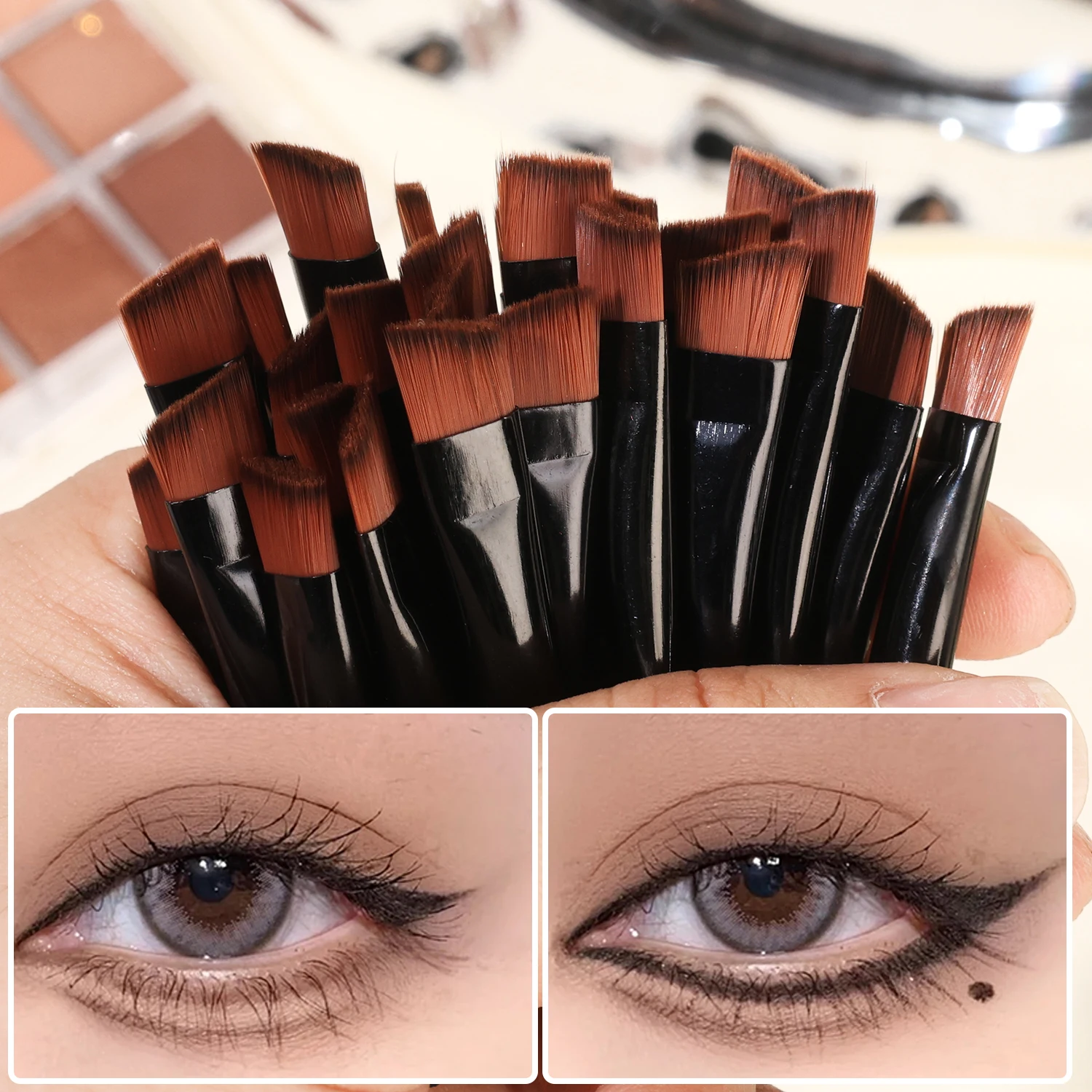 Dual Ended Eyebrow Eyeliner Brush Sponge Head Eye Shadow Brushes Applicator Mini Dual Purpose Small Make Up Cosmetic Tools