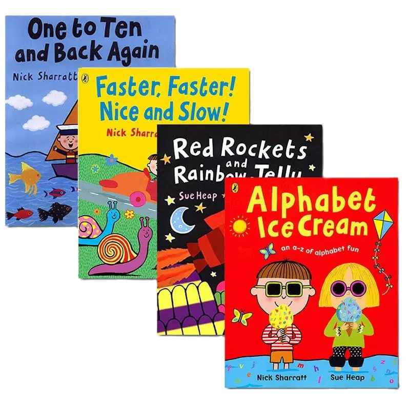 4 Books/Set  Alphabet Ice Cream and Other Rhymes Book Chinese English Book Children kids  book