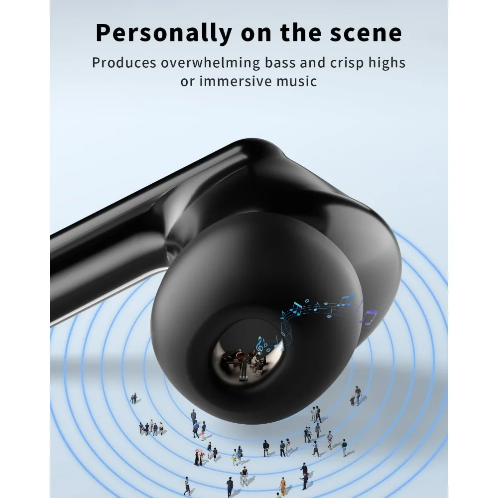 Bluetooth Earbuds with 50H Playtime, Deep Bass, Waterproof, In-Ear Mic for Phone and Tablet view 5