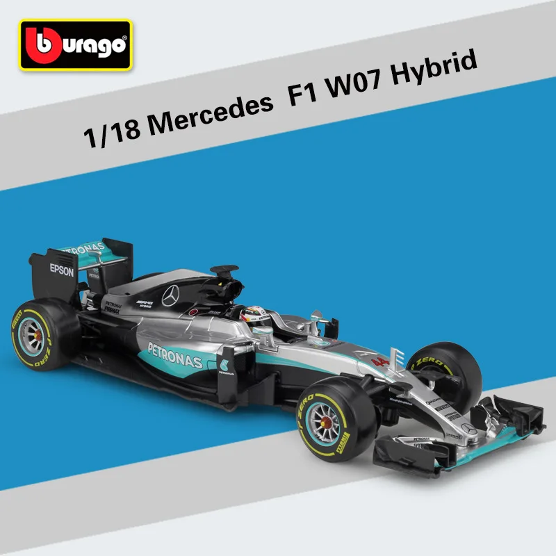 Bburago 1:18 Mercedes Benz F1 W07 Hybrid Formula One Model Car Metal F1 Car Racing Scale Simulator Diecast Alloy Toy Car B214