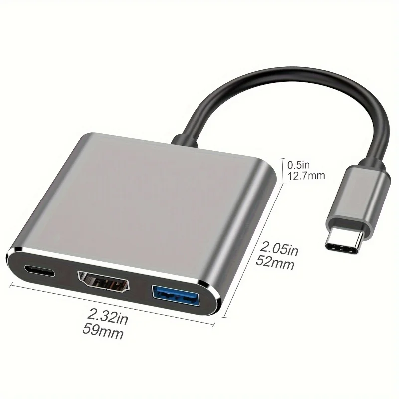 USB C to HDTV Multiport Adapter 4K HDMI Type-C Hub with USB 3.0 and PD Charging Port for MacBook Pro Air Galaxy S8 S9 Laptops