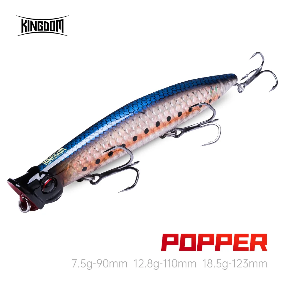 Kingdom Fishing Lure Topwater Popper 7.5g 12.8g 18.5g Far Casting Artificial Hard Baits High Quality Wobblers Z-Action Lures