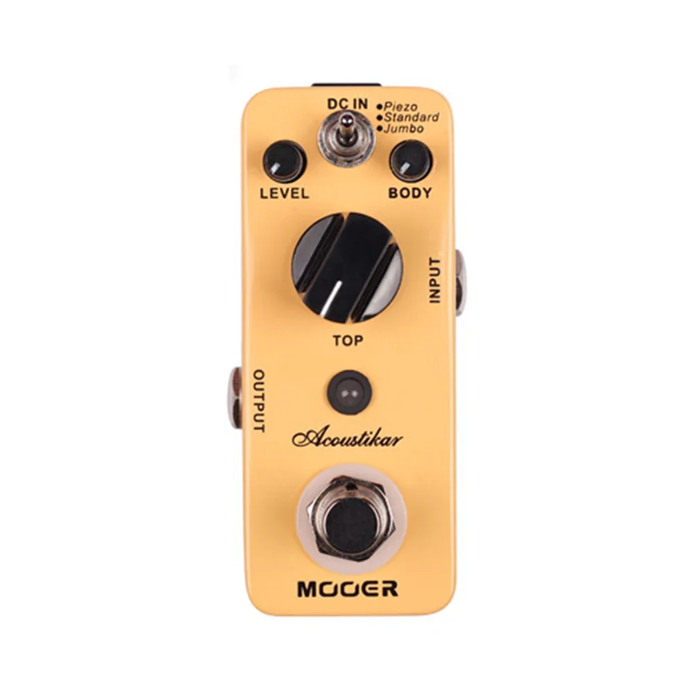 

MOOER Acoustikar Acoustic Guitar Effects Pedal Simulator 3 Modes Piezo Standard Jumbo Full Metal Shell True Bypass Guitar Parts