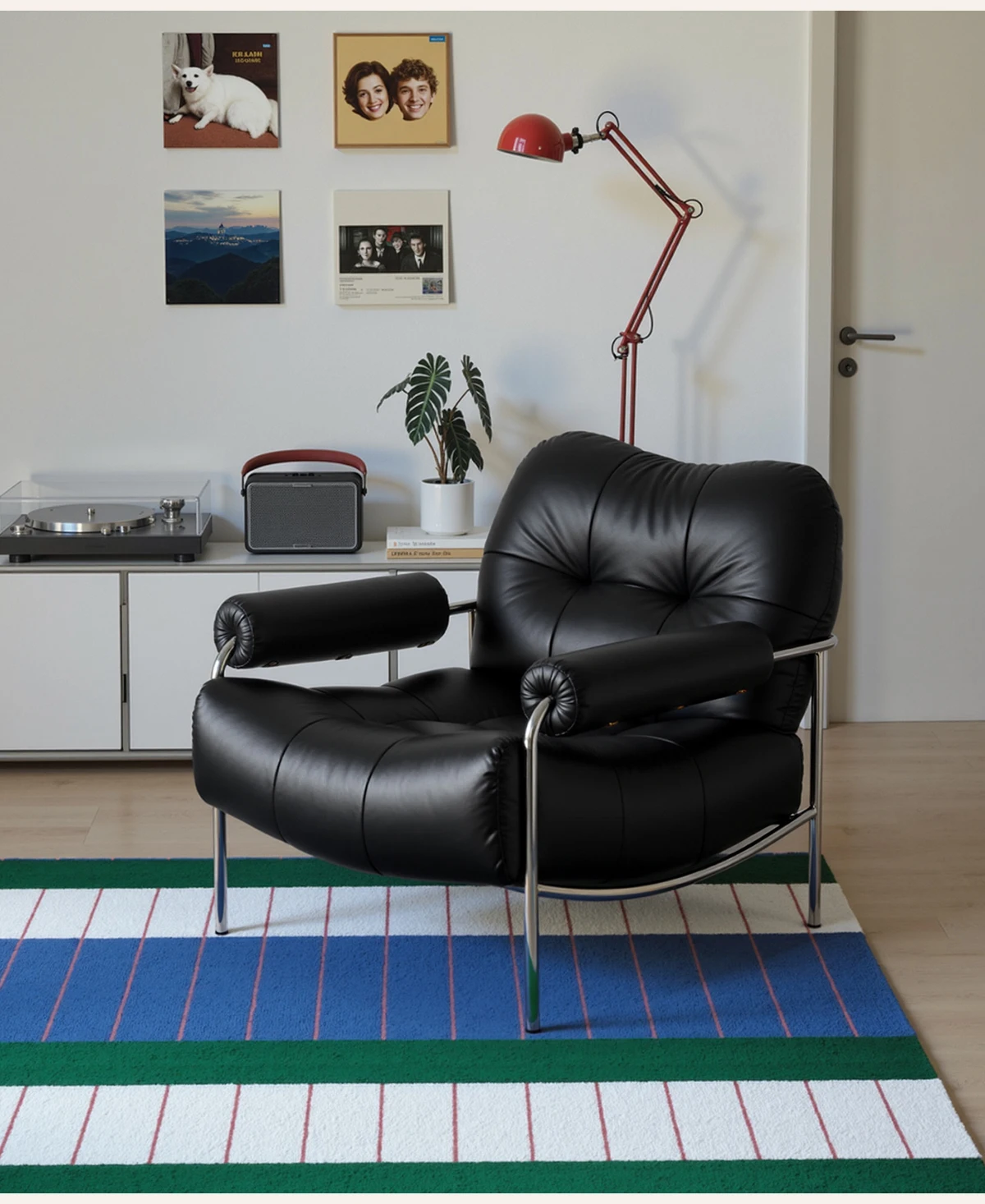 LTT Lounge Chair French Retro First Layer Cowhide Single Living Room Lounge Chair