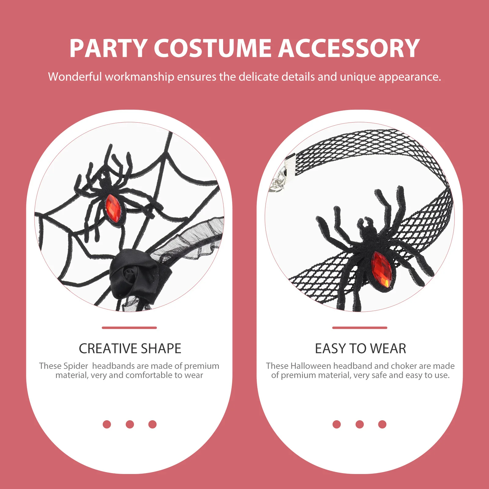 Zestaw Halloweenowy: Opaska na głowę i choker, wykwintne wykonanie, trwały, idealny na imprezy cosplay, akcesoria do włosów i choker.
