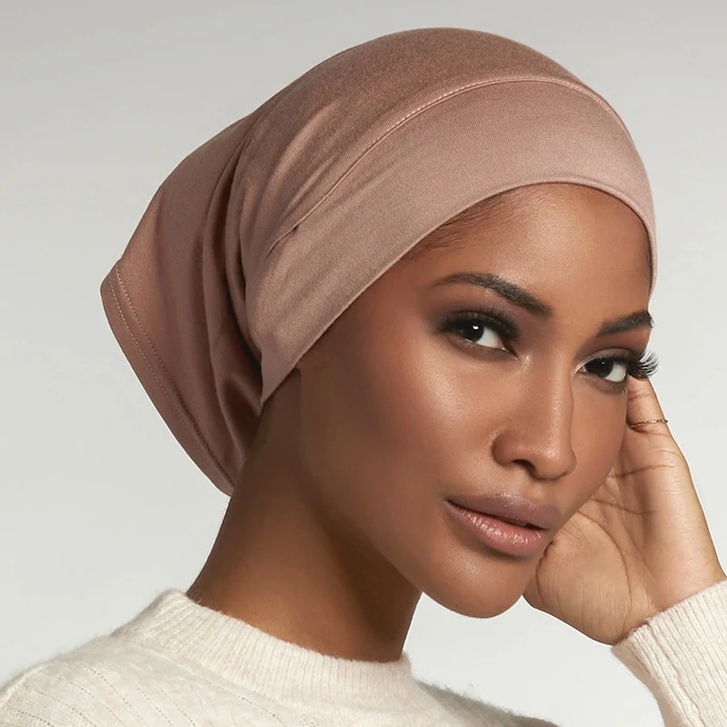 Hijabs internos muçulmanos para mulheres, laço de ouvido cruzado, headwrap elástico, casual diário, acessórios de vestuário respiráveis, 1pc