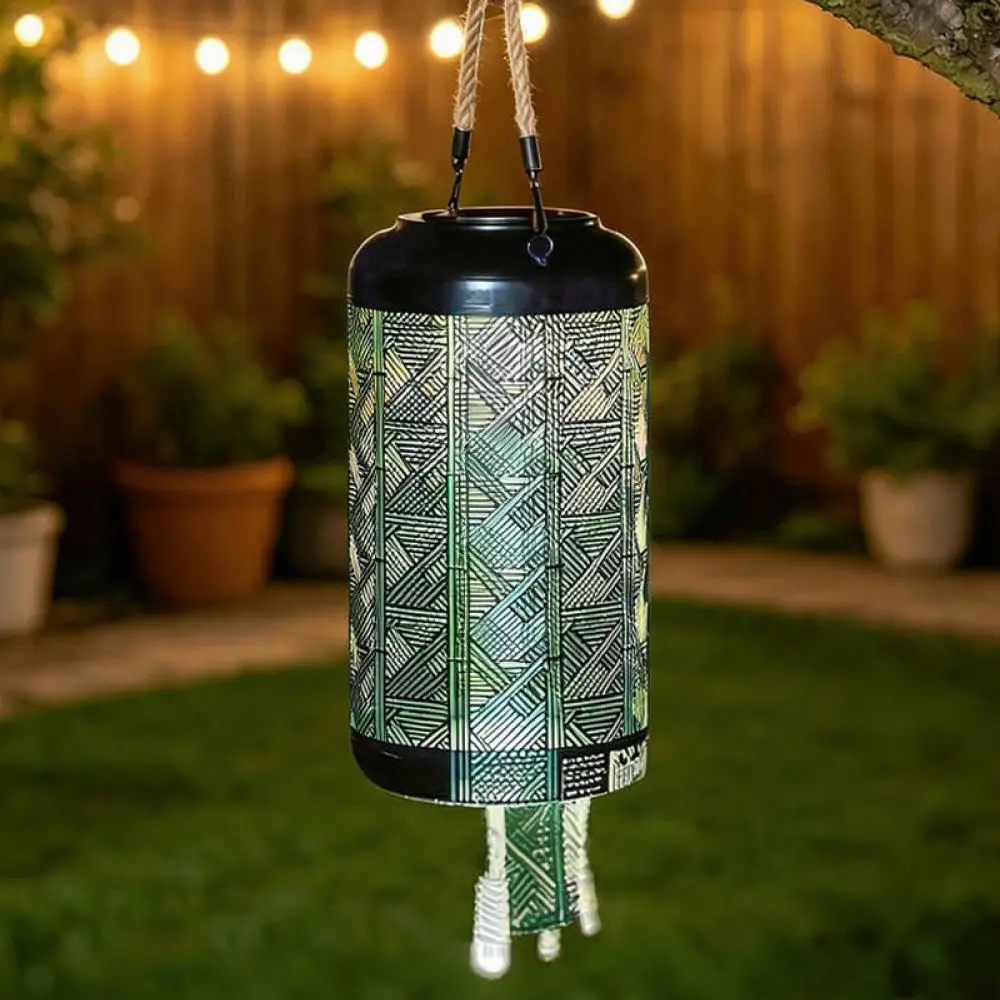Outdoor Solar Iron Hollow Art Light Blue Metal Decorative Garden Lamp Waterproof Projection Lighting For Lawn Path