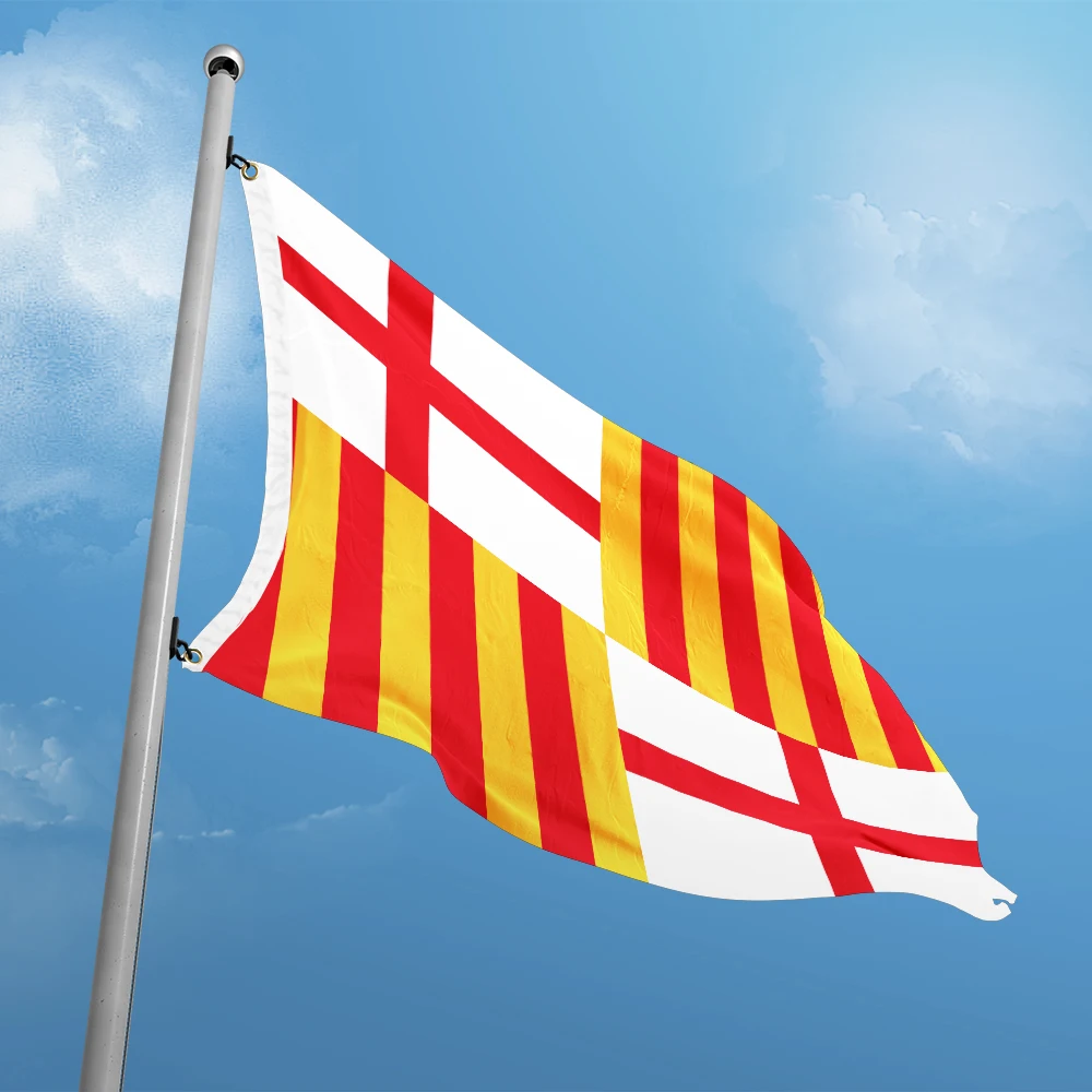 Spain Flag of Barcelona 3ft x 5ft Polyester Banner Flying 90* 150cm Double Penetration Custom Outdoor Indoor  Double Stitching