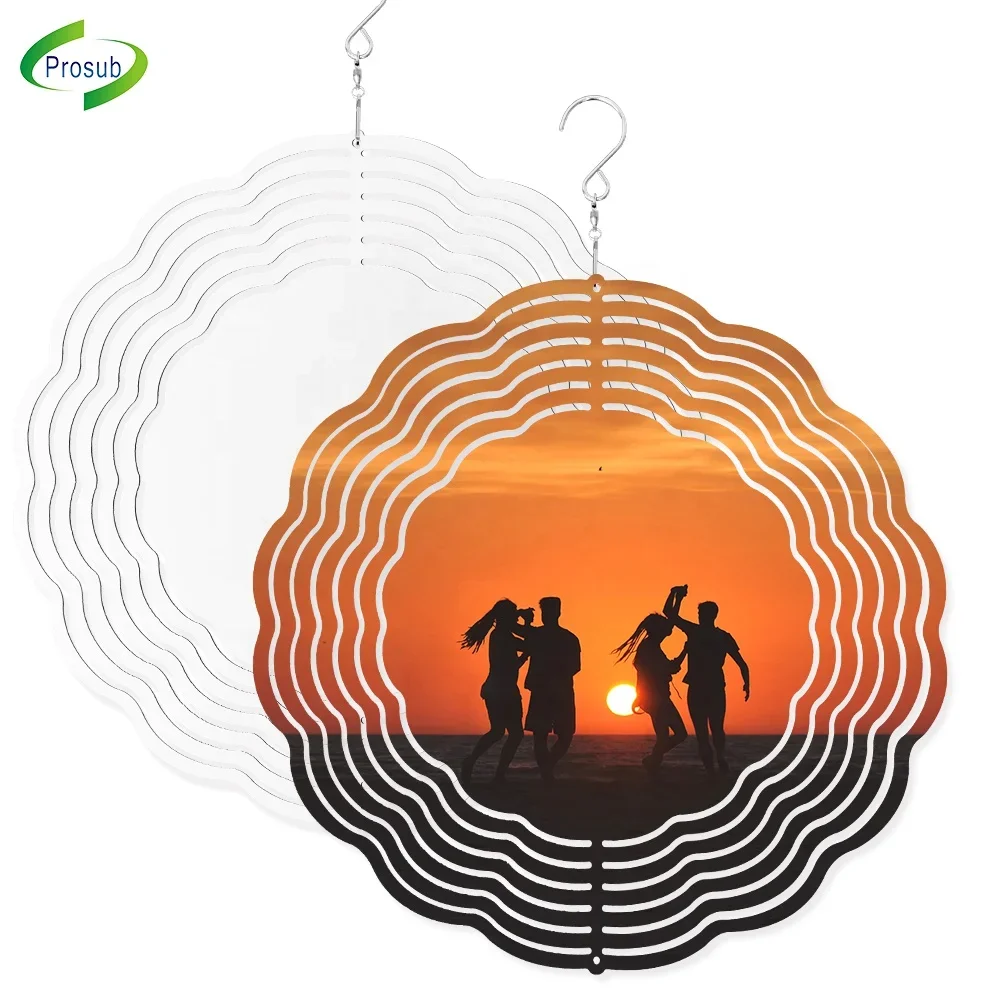 

Metal Aluminum Wind Chimes Spinners Sublimation Blank Double Sided DIY Garden Sublimation Wind Spinner